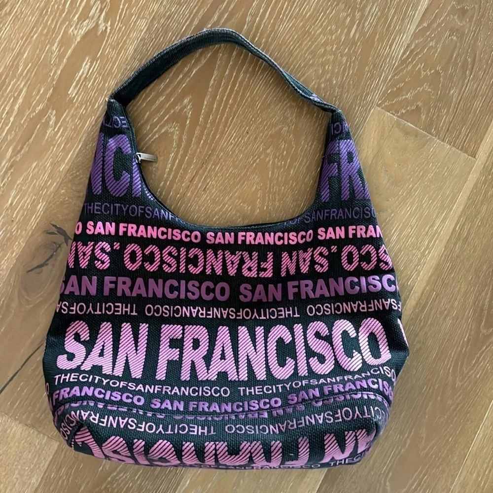 Robin Ruth San Francisco Hobo Bag Purse Womens Novelty Embroidery Canvas